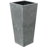 Black Poly Terrazzo Stone Tall Flared Square Planter - Grey