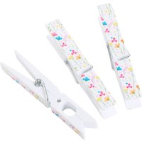 Pack of 24 In Bloom Printed Pegs - White