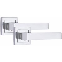 Delta Door Handles on Square Rose with Hinges - Polished Chrome