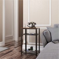 VASAGLE Rustic Side Table with Lattice Shelves - Bronze