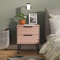 Harlequin Ready Assembled 2 Drawer Bedside - Kobe Pink