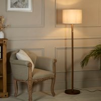 Dark Wood Floor Lamp Grey Shade - Brown