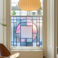 Fabrizia Art Deco Stained Glass Privacy Window Film - Pink / 35cm