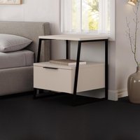 FWStyle 1 Door Bedside Table Nightstand Black Metal Frame - Sandstone