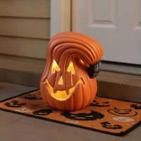 Lifeideas Halloween LED Pumpkin Lantern Battery Operated - Orange / 13cm