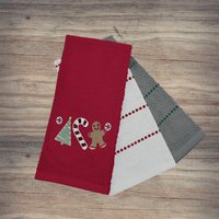 Festive Fun 3 Pack Super Absorbent Fast Drying Tea Towels Sweet Shop - Red