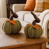 2pc Artificial Pumpkin Halloween Decoration Autumn - Green