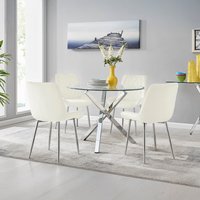 Selina Dining Table with Four Pesaro Silver Leg Chairs - Cream
