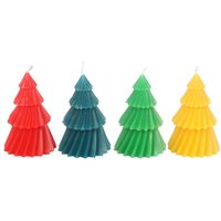 Set of 4 Colorful Christmas Tree Candles Festive Decor Gifts - Multi