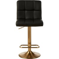 Baina Black Faux Leather Bar Stool - Gold