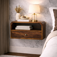 Solid Wood Avora Wall-Mounted Chestnut Bedside - Brown