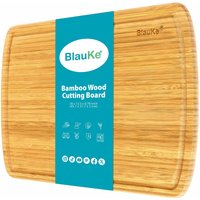 BlauKe Wood Cutting Board for Kitchen - 38x25cm Large Bamboo Cutting Board with Juice Groove - Beige / 45 x 31 cm