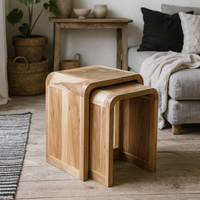 Los Angeles Reclaimed Wood Nesting Tables Set of 2 Matt Finish - Brown