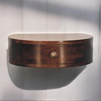 Solid Wood California Walnut Wall Mounted Rounded Bedside - California Walnut