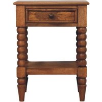 Solid Wood Spindle Bedside - Amber Oak