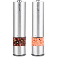 Electric One Touch Salt and Pepper Grinders Battery Operated - Silver
