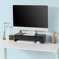 Monitor Stand Desk Organizer with 2 Drawers - Black