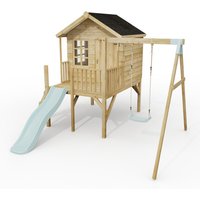 ClassicPlay Premium 5ft Playhouse on Deck with Single Swing - Ice Blue