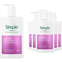 Simple Smooth+ Gel Facial Cleanser Softening Daily Face Wash 240ml, 6 Pack - White