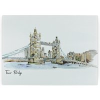 Tower Bridge Worktop Protector - Large Textured Glass Chopping Board - Neutral