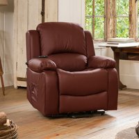 Glendale Electric Riser Recliner with Massage and Heat - Burgundy