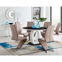 Giovani Dining Table With Six Willow Dining Chairs Set - Cappuccino