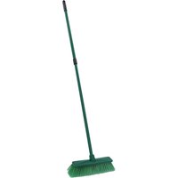JVL Outdoor Hard Bristle Broom with Telescopic Handle, Green - Green