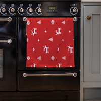 Norway Christmas Festive Sweater Kitchen Towel - Red