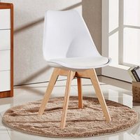 Set of 4 Lorenzo Retro Plastic Dining Chairs with Padded Seat Dining Room Chairs - White
