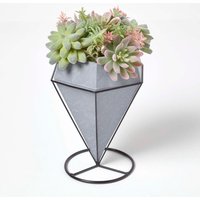 Homescapes Artificial Cactus and Succulent Arrangement in Geometric Pot - Green