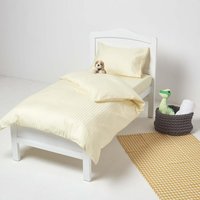Satin Striped Egyptian Cotton Cot Bed Duvet Cover Set with Pillowcase 330 TC - Pale Yellow