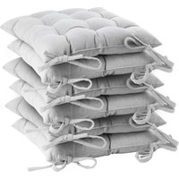 Square Garden Chair Seat Cushions - 40cm - Pack of 6 - Grey
