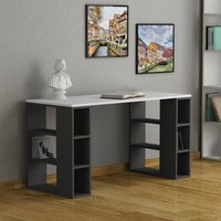 Colmar Modern Desk With Bookshelf Legs - Anthracite Grey