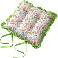 Reversible Frilled Cushion Seat Pad with Ties - Retro Flower