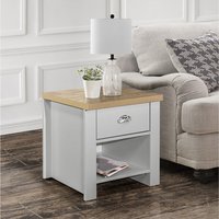 Highgate 1 Drawer Lamp Table - Grey & Oak