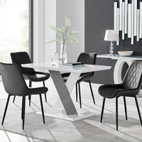 FurnitureboxUK, Monza White High Gloss Dining Table 4 Pesaro Black Leg Chairs - Black FurnitureboxUK, Monza White High Gloss Dining Table 4 Pesaro Black Leg Chairs - Black
