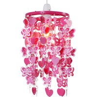 Pink Ceiling Pendant Hearts And Butterflies Shade - Pink