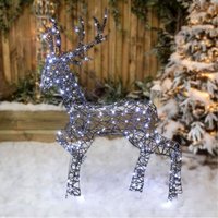 1.35m Christmas Brown Wicker Stag 200 White or Warm White LEDs - Brown