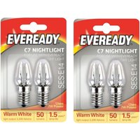 Pack of 2 E14 Replacement Night Light Bulbs 7W E14 Screw Cap Warm White - Warm White / 2