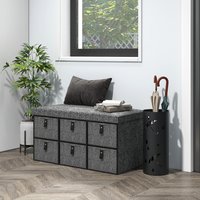 HOMCOM Shoe Storage Bench with Seat - Dark Grey