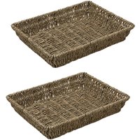 JVL Seagrass Rectangular Storage Tray - Brown / 1 / 6cm