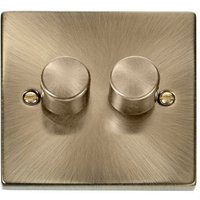 Antique Brass 2 Gang 2 Way LED 100W Trailing Edge Dimmer Light Switch - SE Home - Antique Brass