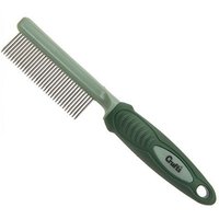 Soft Grip Dog Grooming Comb Crufts Metal Pet Hair remover Detangle - Green