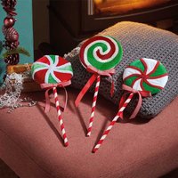 3 Piece Christmas Lollipop Ornaments - Red,Green,White