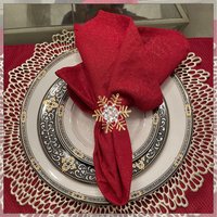 Snowflakes design Napkin Rings - Gold