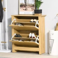 12-Shoe Storage Cabinet 4 Shelves 2 Drawers - Brown