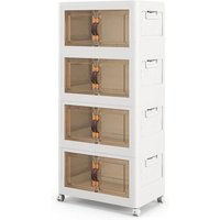 4-Tier Folding Shoe Storage Cabinet - White
