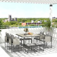 Outsunny 9 Piece Cube Garden Dining Set with Cushions - Grey
