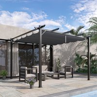 Outsunny Pergola Gazebo Awning Canopy Sun Shade - Dark Grey