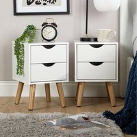 Boden Pair 2 Drawer Bedside Table Storage Units - White